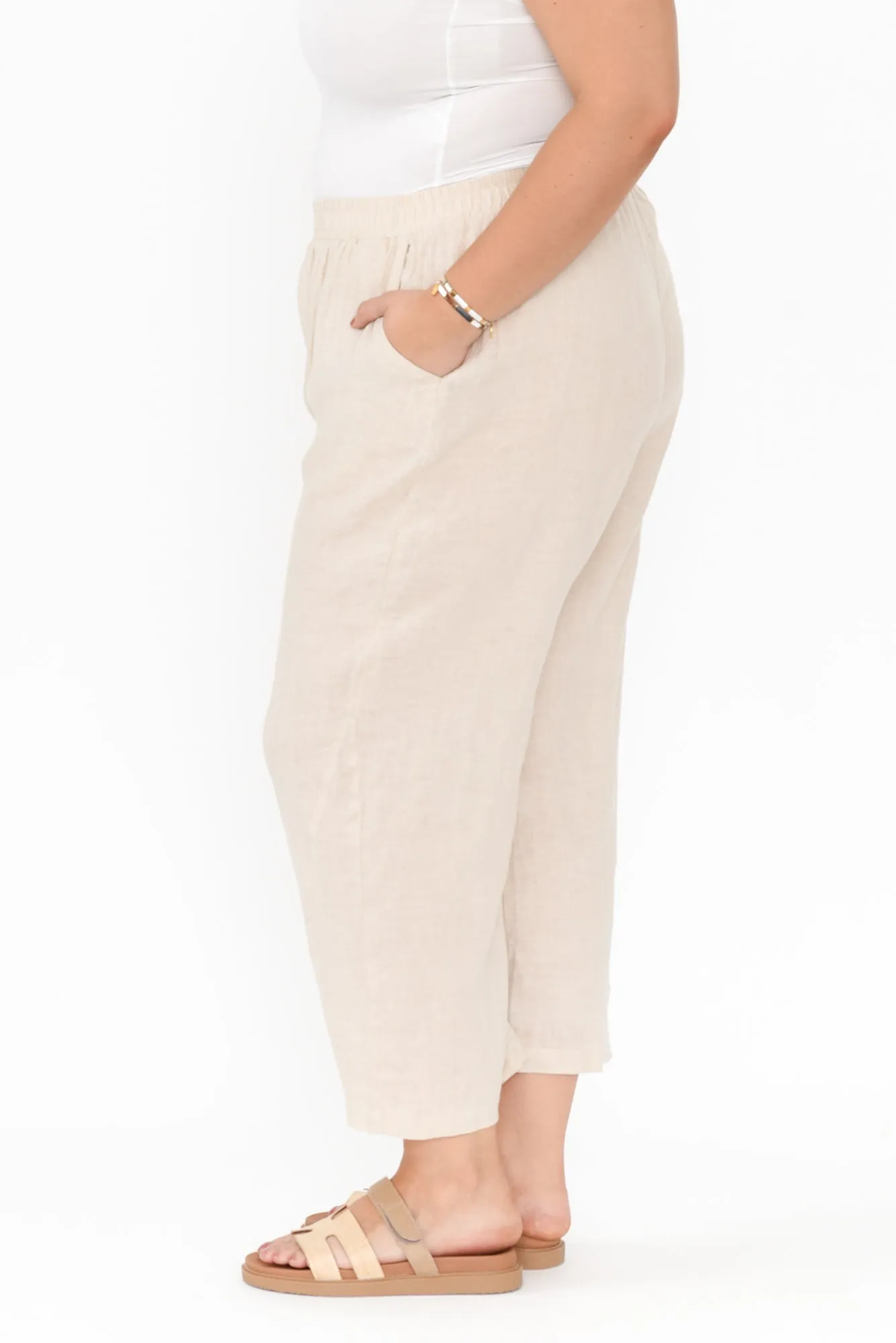 Ataya Beige Linen Pants