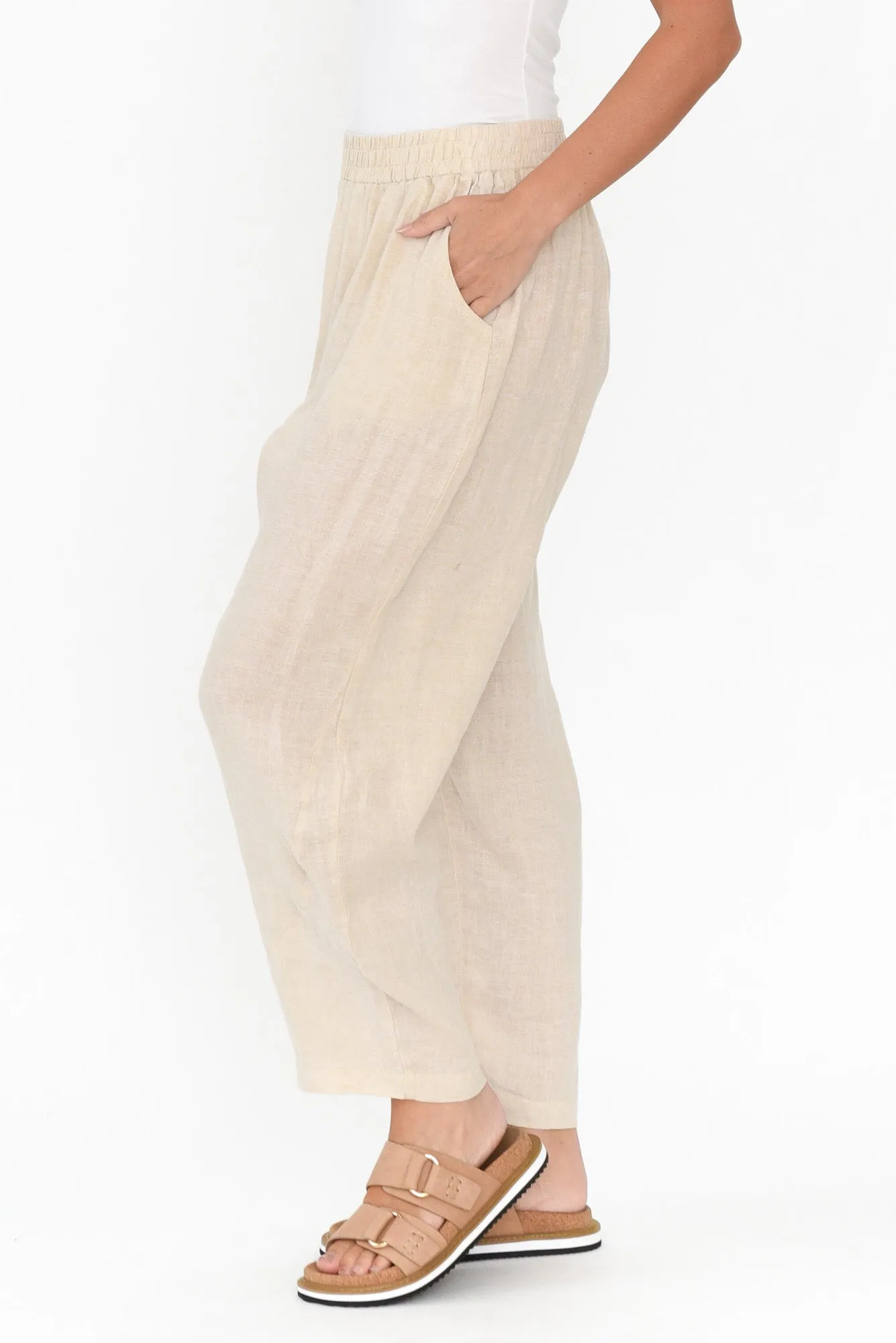 Ataya Beige Linen Pants