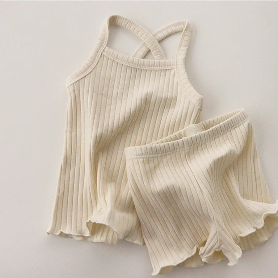 Baby Girls Ribbed Cotton Earthy Summer Set