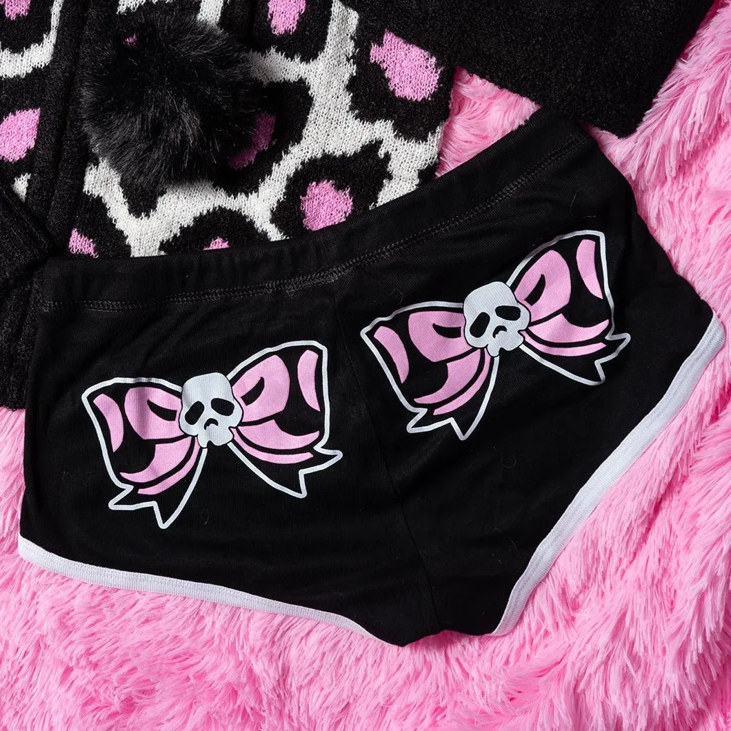 Bow Skull White Trim Short Shorts