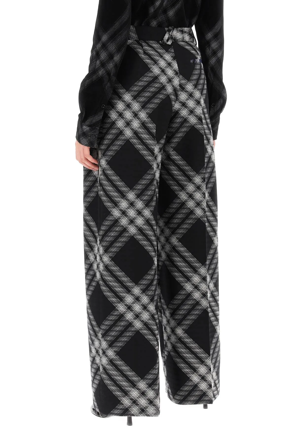 Burberry Double Pleated Checkered Palazzo Pants