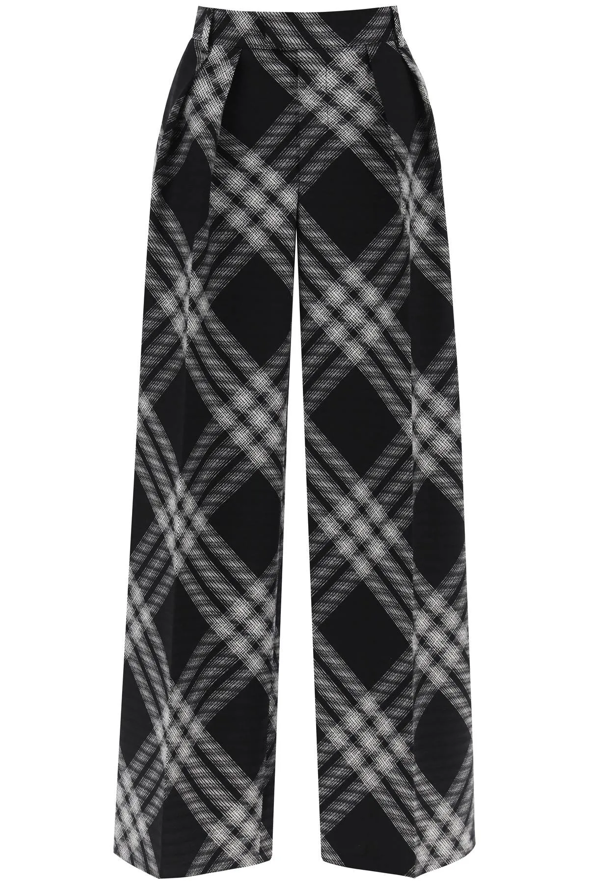 Burberry Double Pleated Checkered Palazzo Pants