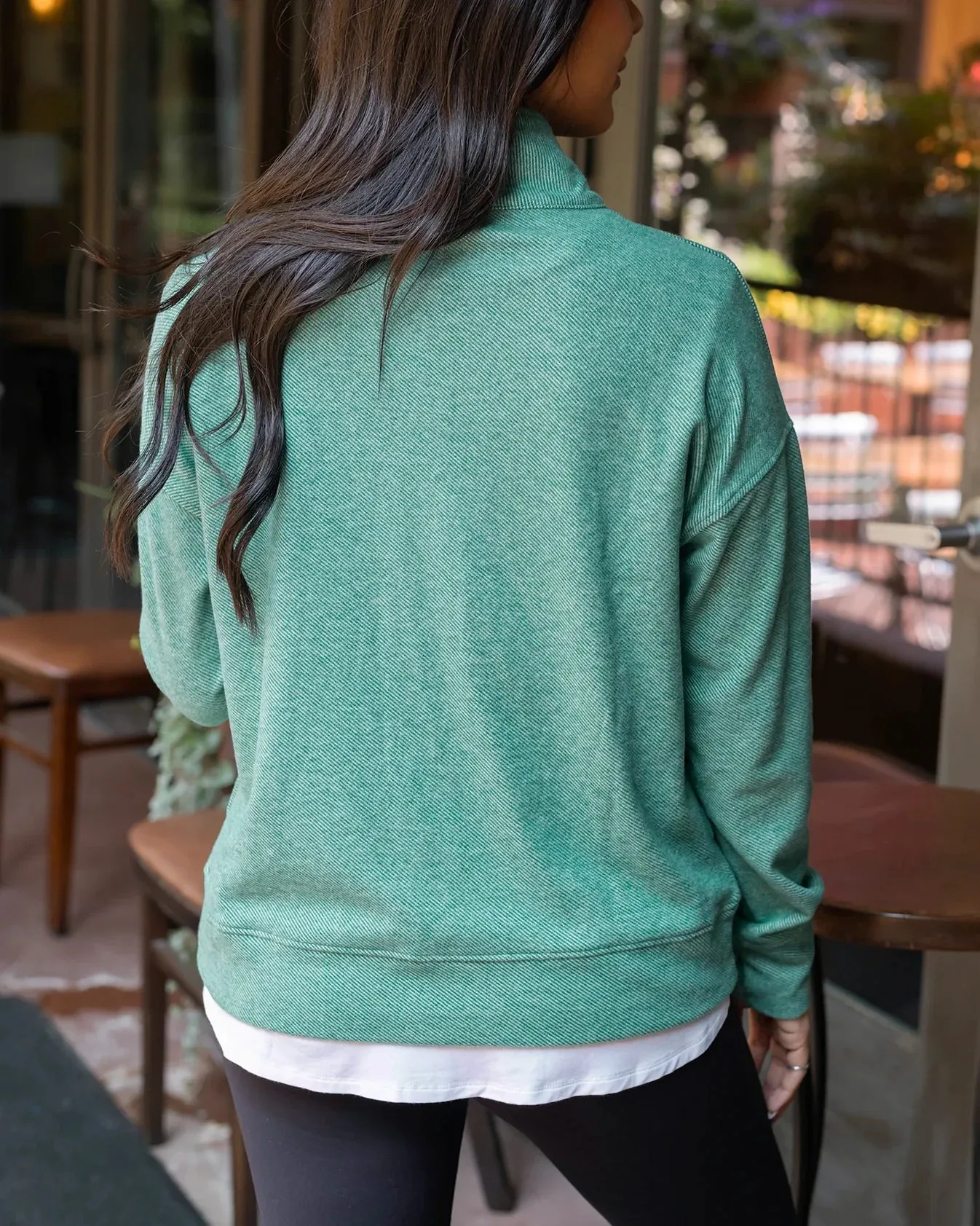 Cool Day Quarter Zip Pullover in Glade Green by Grace & Lace (Ships in 1-2 Weeks)