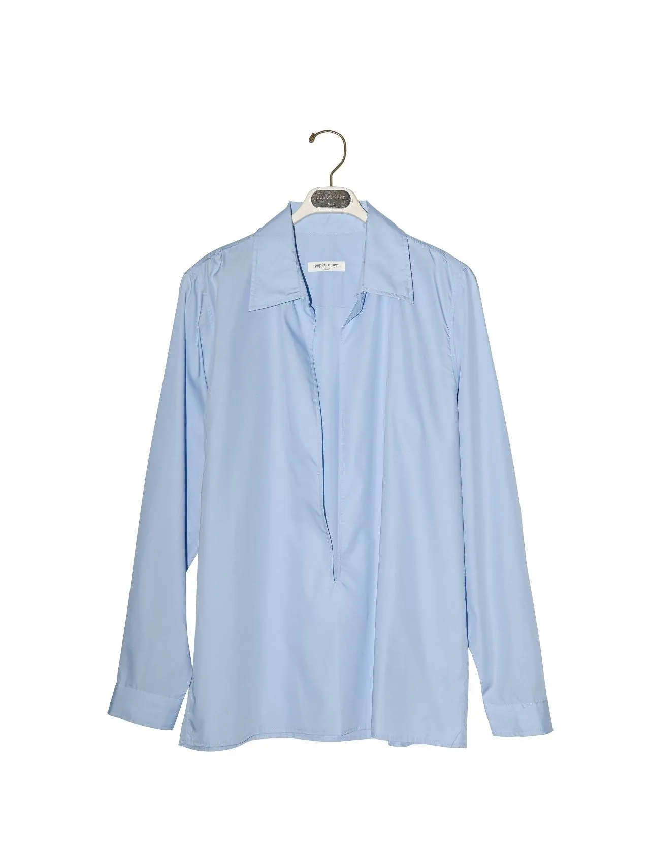 DEEP V-NECK VAREUSE COTTON SHIRT