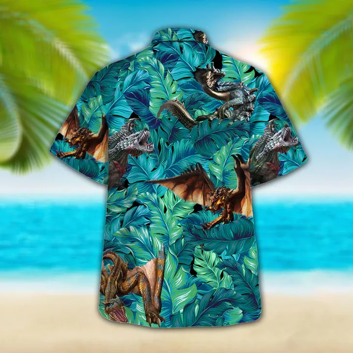 Dinosaur Lovers Hawaiian Shirt, Animal Hawaiian shirt vintage flower, Short Sleeve Hawaiian Aloha Shirt for men, Women