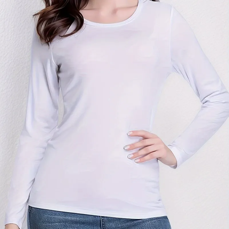 Essential Womens Crew Neck Long Sleeve Tee for SpringFall