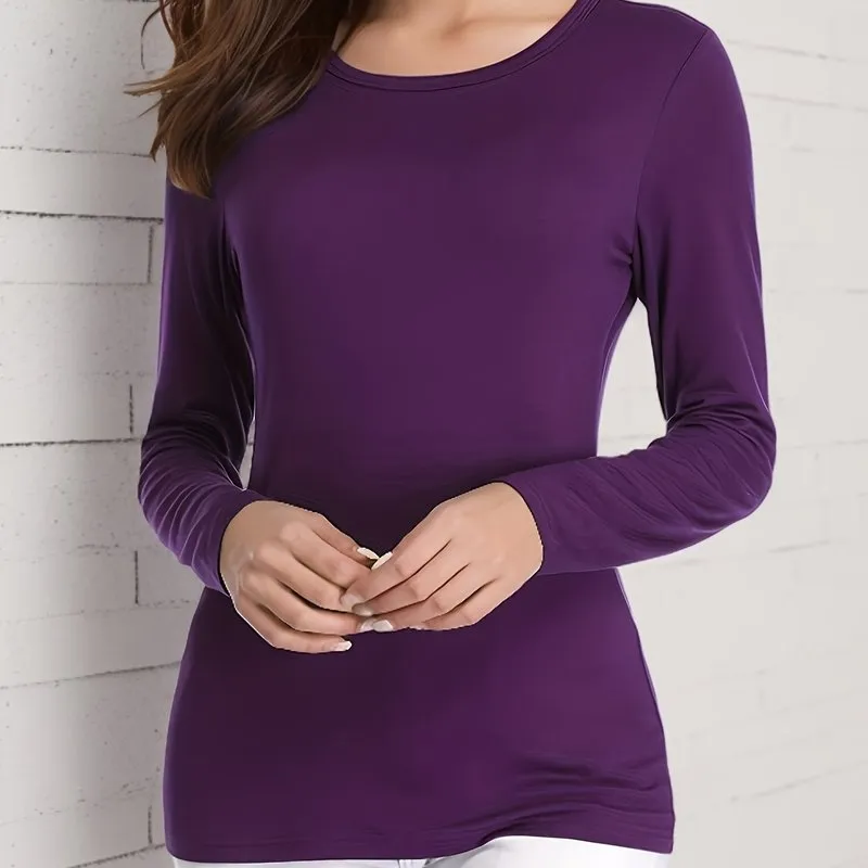 Essential Womens Crew Neck Long Sleeve Tee for SpringFall