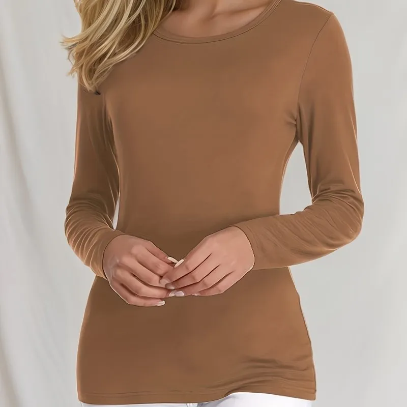 Essential Womens Crew Neck Long Sleeve Tee for SpringFall