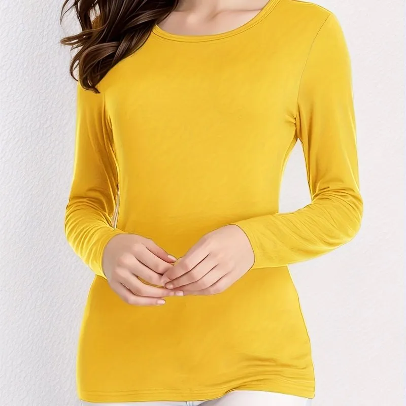 Essential Womens Crew Neck Long Sleeve Tee for SpringFall