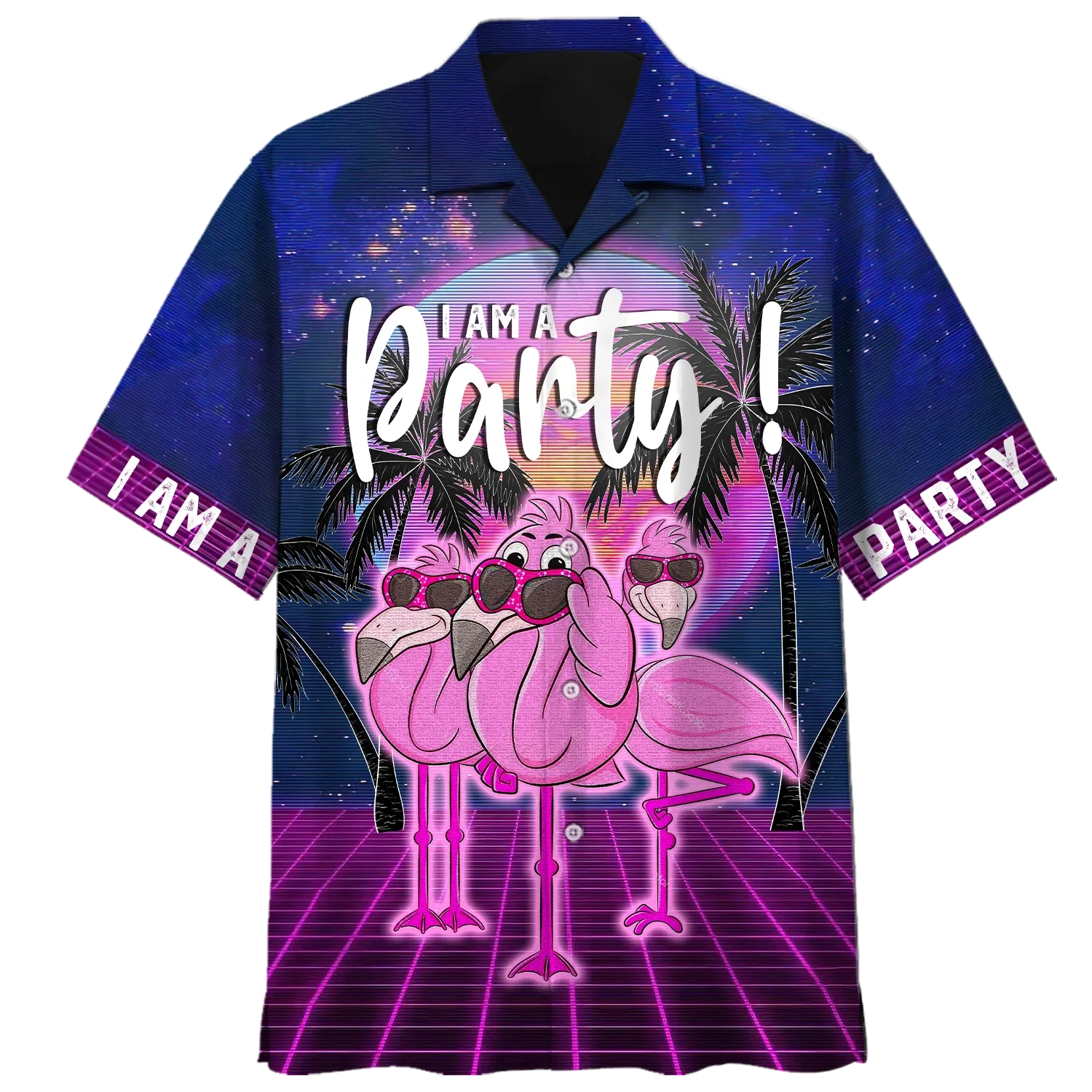Flamingo Hawaiian Shirt, Flowers Flamingo Aloha Shirt, Men's Hawaiian Shirt Button Down Short Sleeves