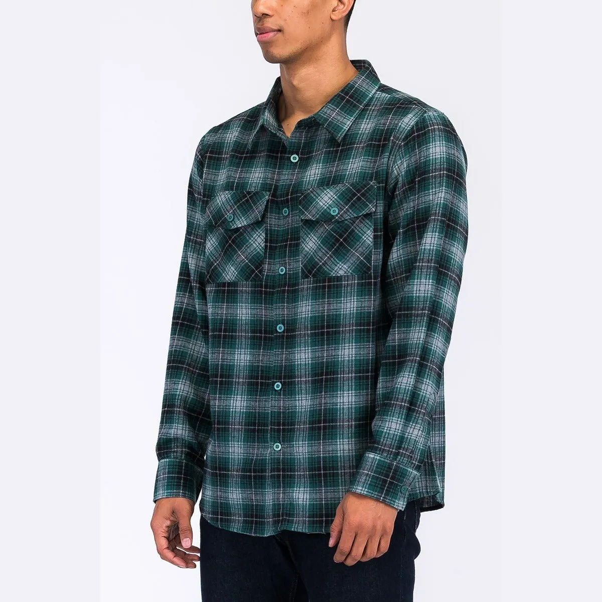 Green Checkered Flannel Shirt