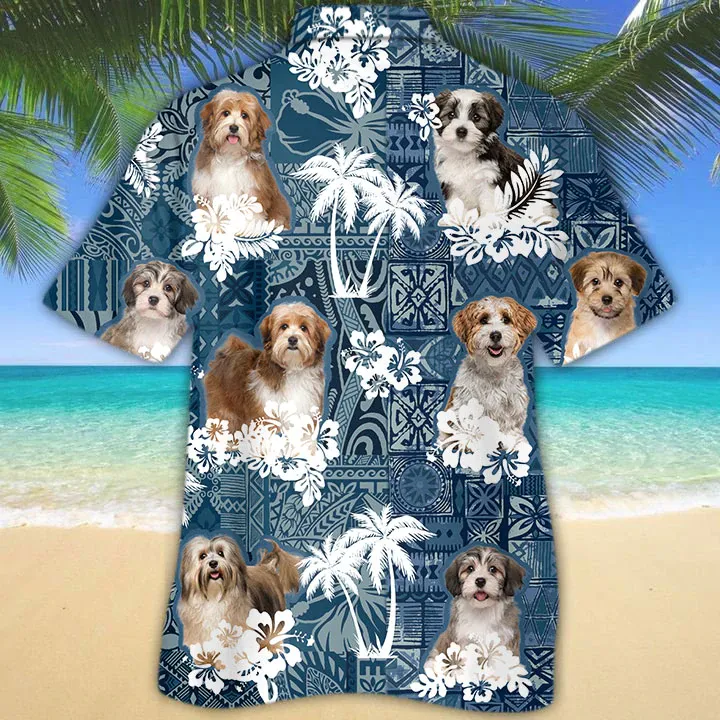 Havanese Hawaiian Shirt, Flower Havanese Short Sleeve Hawaiian Aloha Shirt for Men, Women