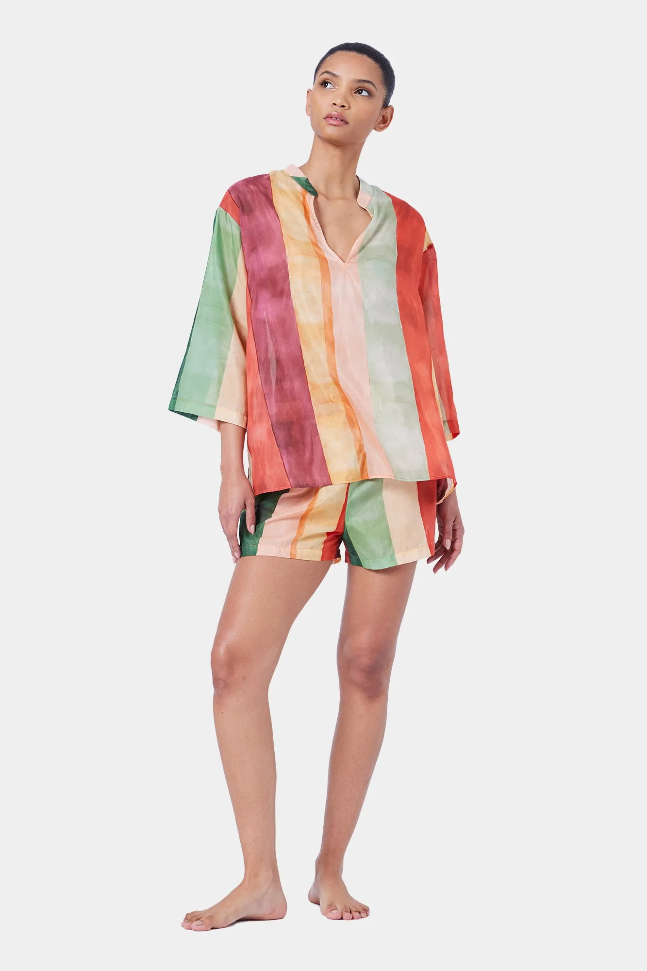 Laos Stripe Cotton Shorts
