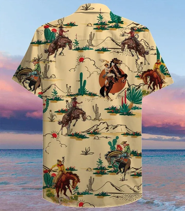 Life Of Cowboy On Wheat Color Design Hawaiian Shirt