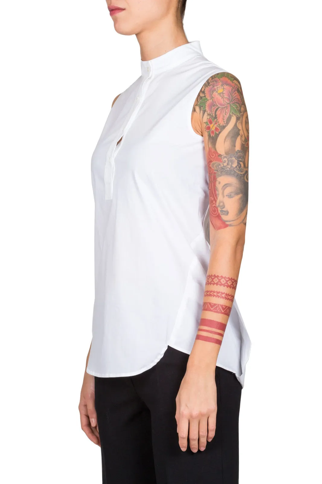 Mandarin Neck Sleeveless Shirt
