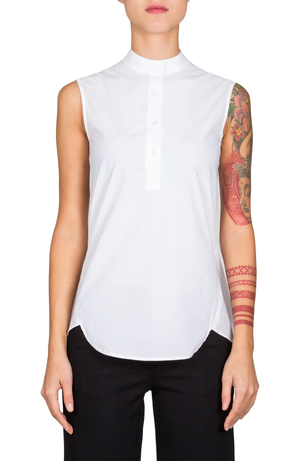 Mandarin Neck Sleeveless Shirt
