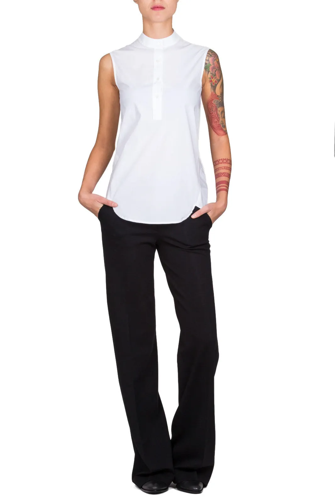 Mandarin Neck Sleeveless Shirt