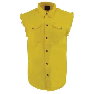 Milwaukee Leather DM4008 Men's Yellow Lightweight Sleeveless Denim Shirt