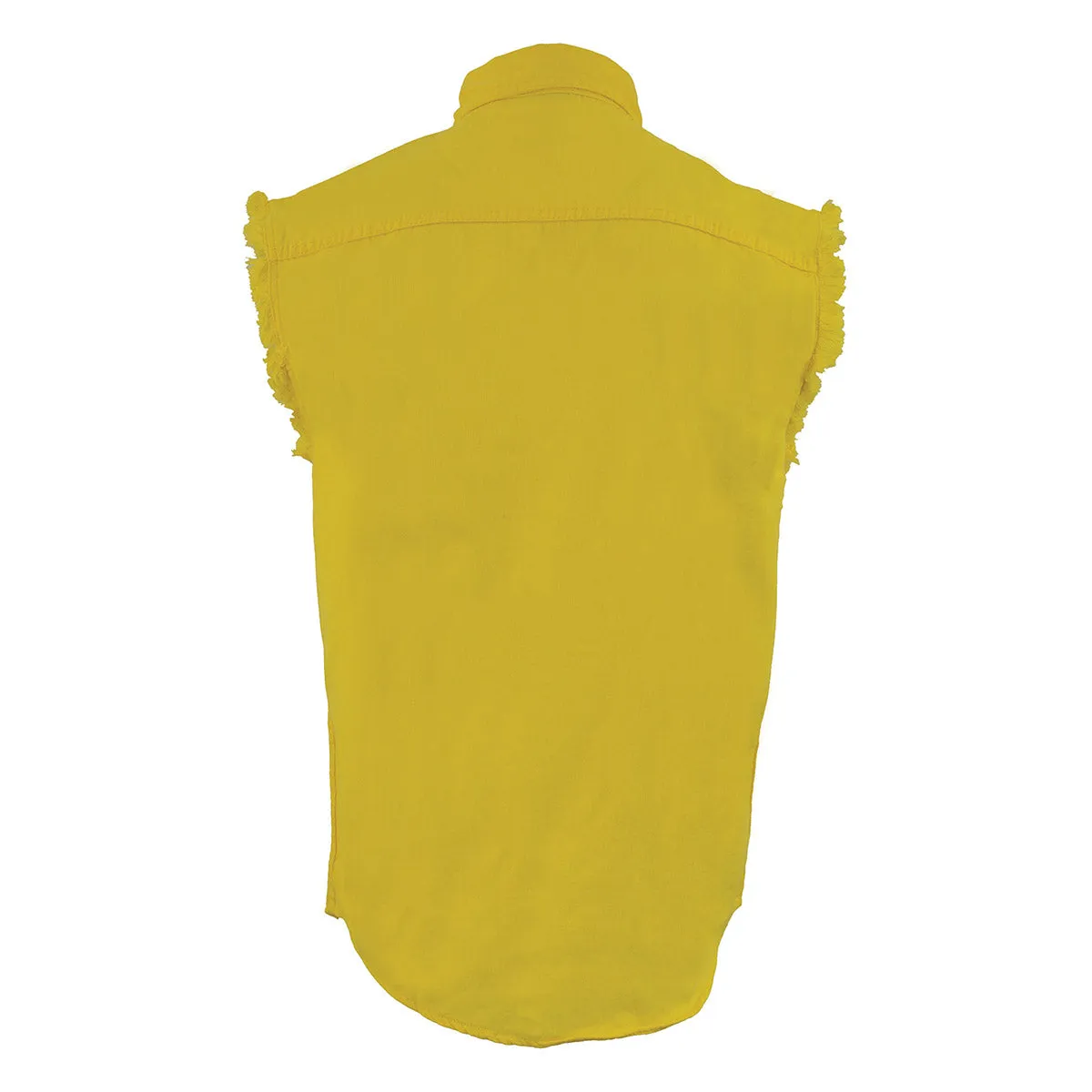 Milwaukee Leather DM4008 Men's Yellow Lightweight Sleeveless Denim Shirt