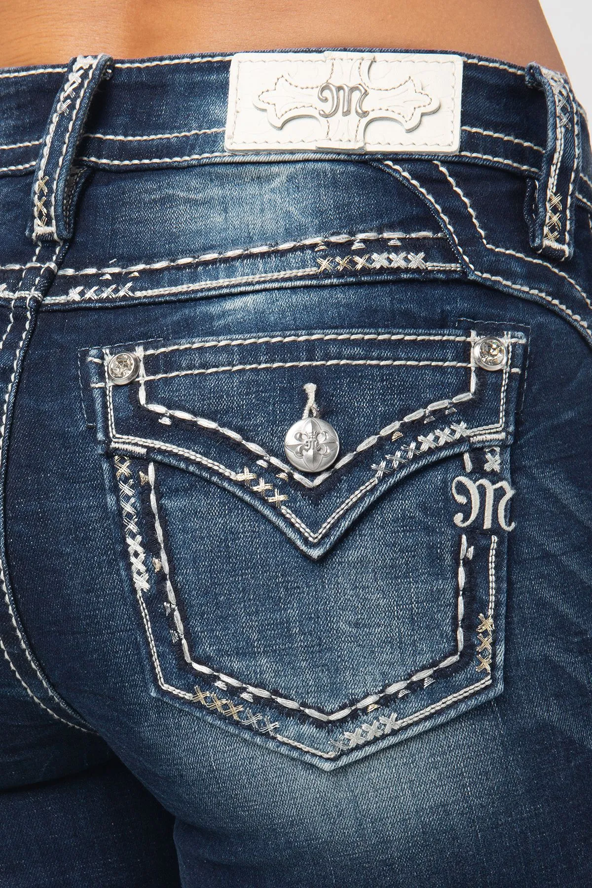 Miss Me Silver Stitch Straight Leg Jeans