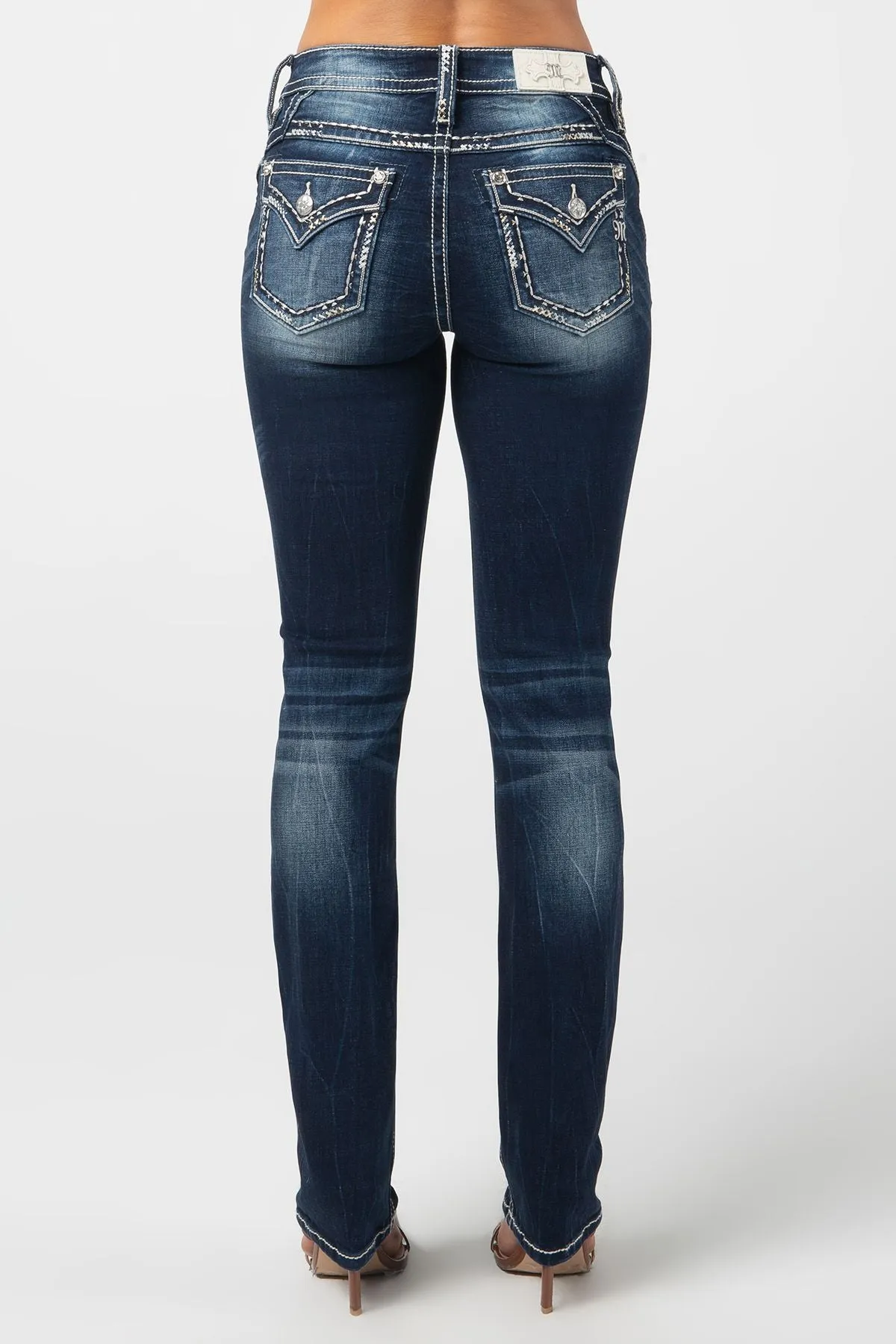 Miss Me Silver Stitch Straight Leg Jeans