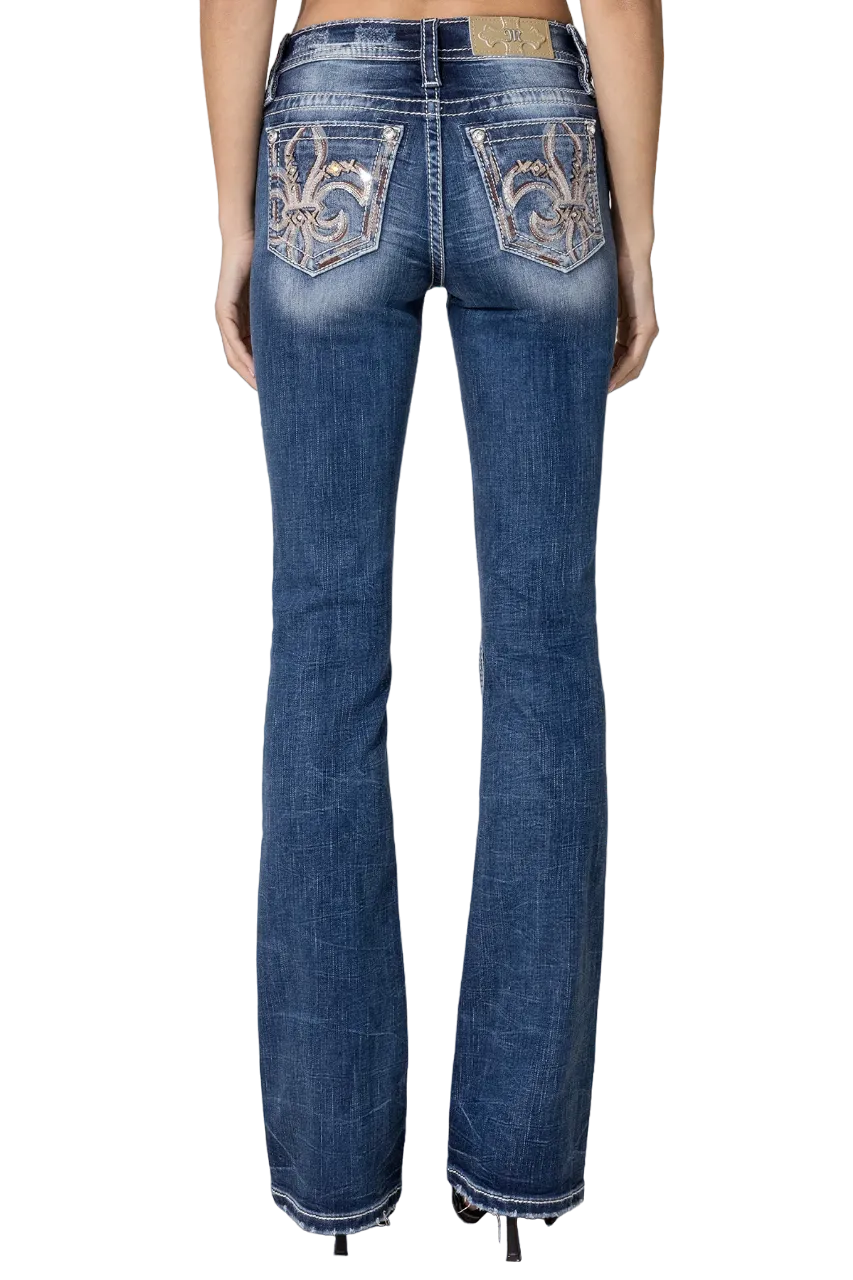 Miss Me Women's Fall Fleur De Lis Bootcut Jean