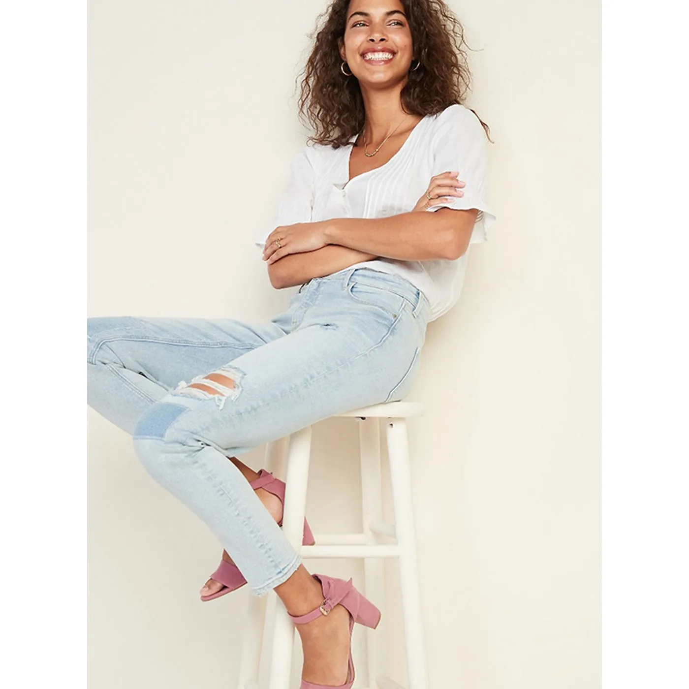 ON Mid Rise Distressed Jeans