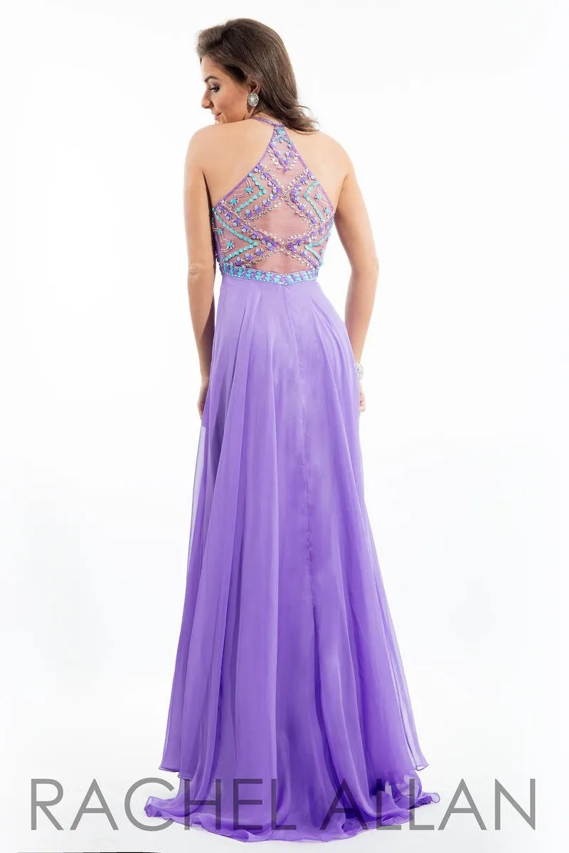 Rachel Allan 7239 Lilac Chiffon Halter Dress