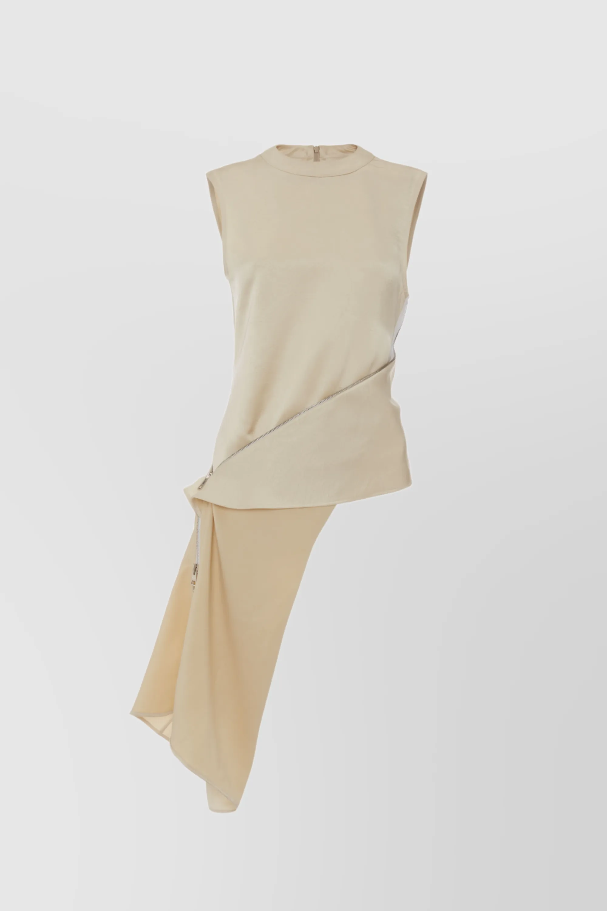 Sleeveless asymmetric satin top