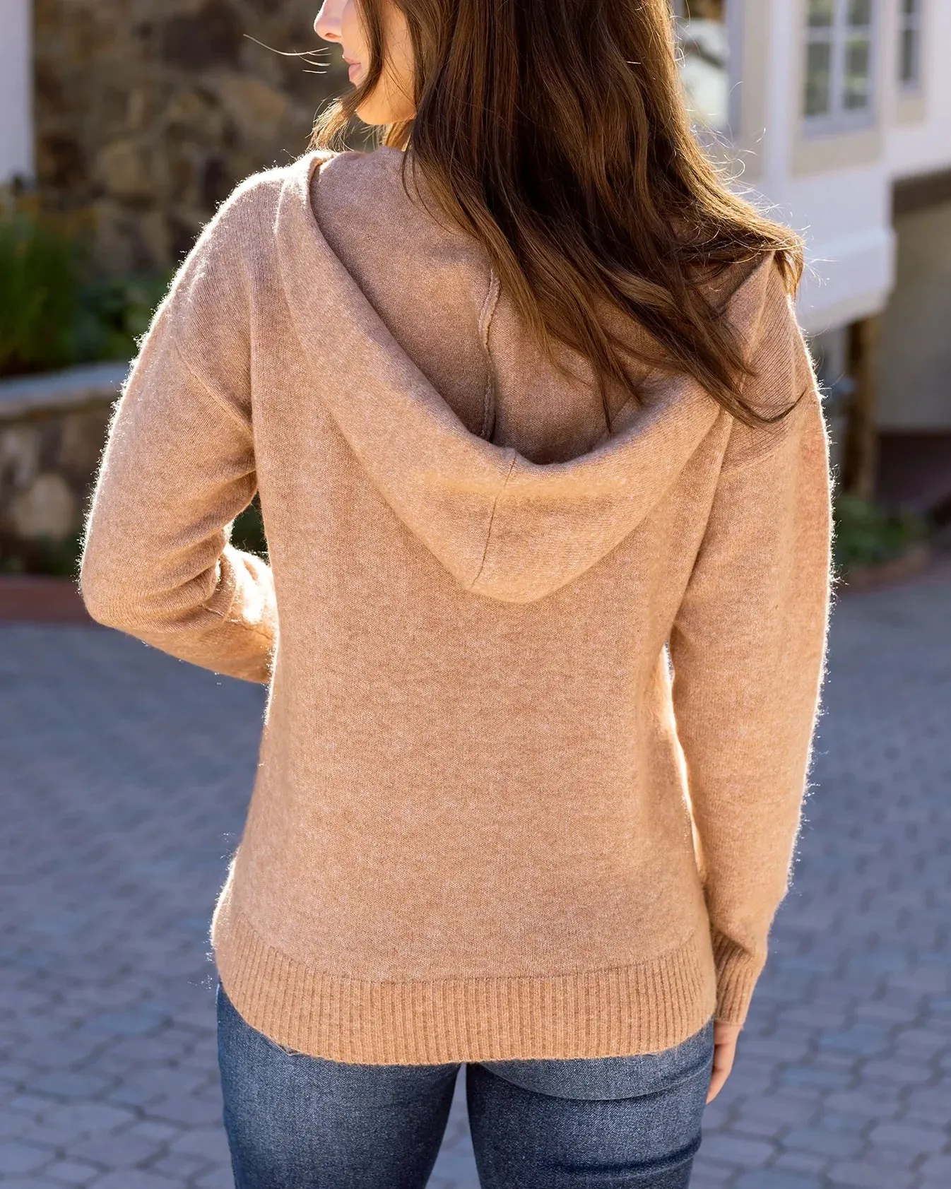 So Soft Knit Sweater Hoodie in Camel by Grace & Lace (Ships in 1-2 Weeks)