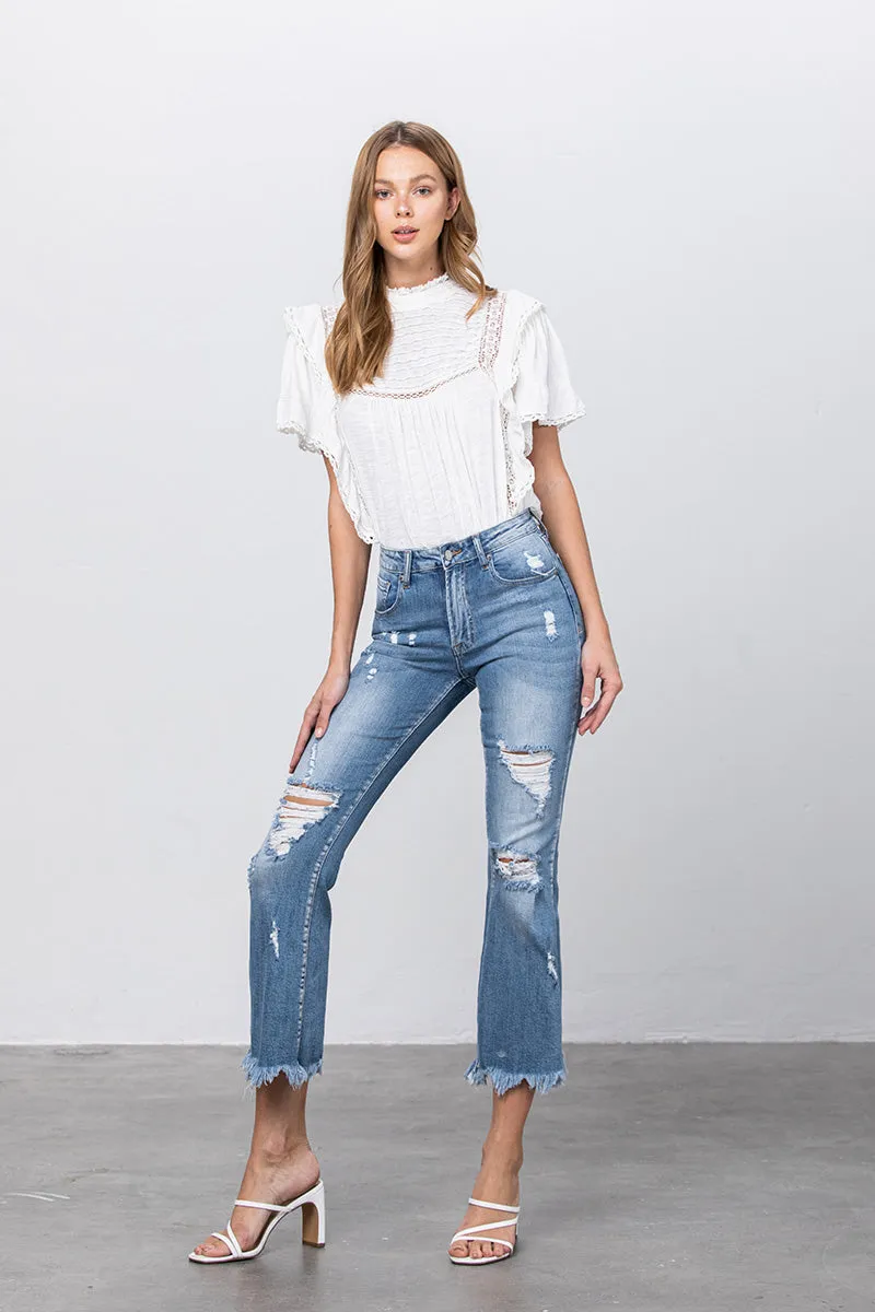 Sophia Crop Hem Flare Jeans
