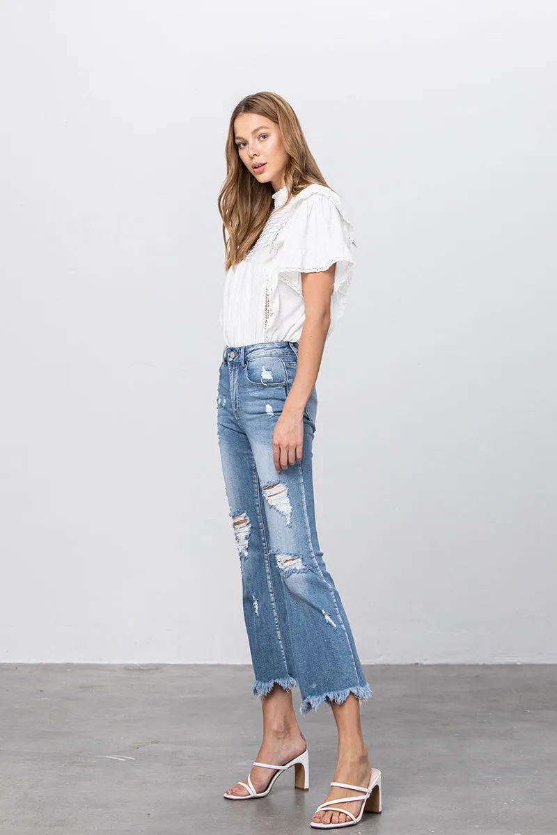 Sophia Crop Hem Flare Jeans