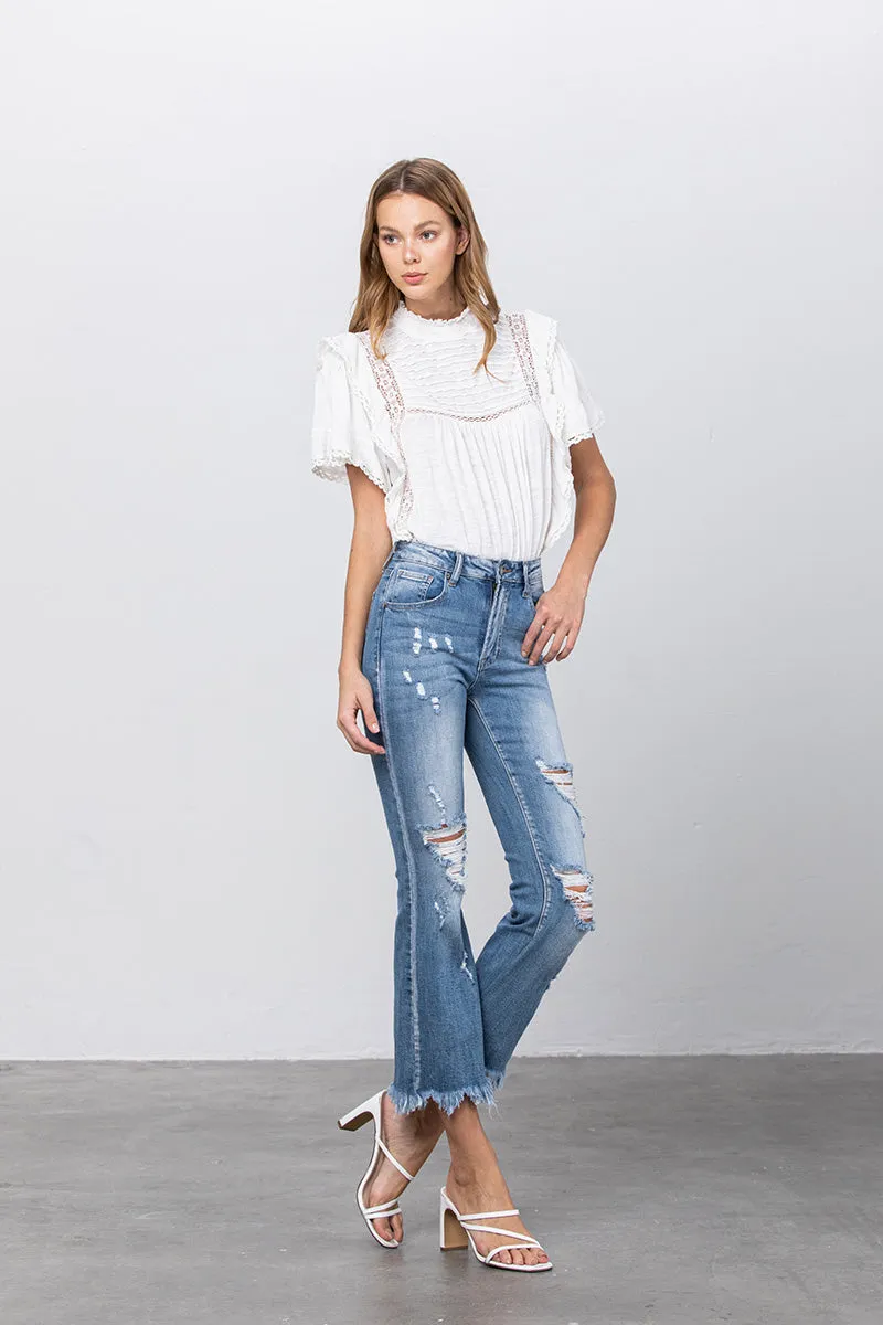 Sophia Crop Hem Flare Jeans