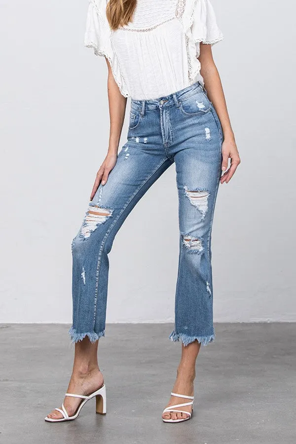 Sophia Crop Hem Flare Jeans