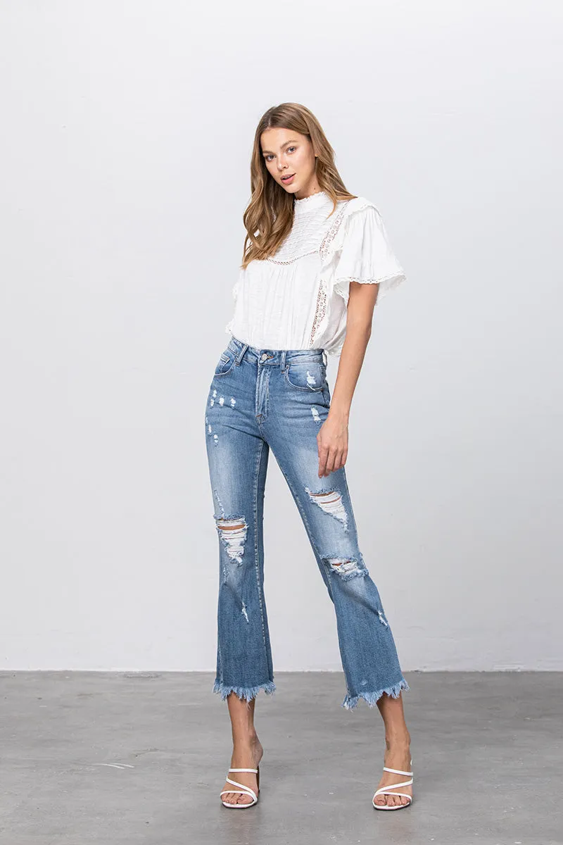 Sophia Crop Hem Flare Jeans