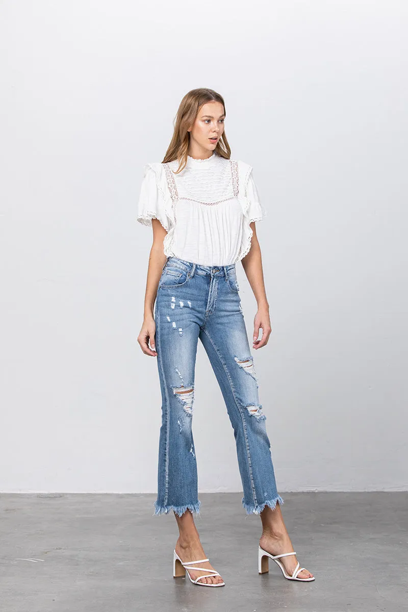 Sophia Crop Hem Flare Jeans