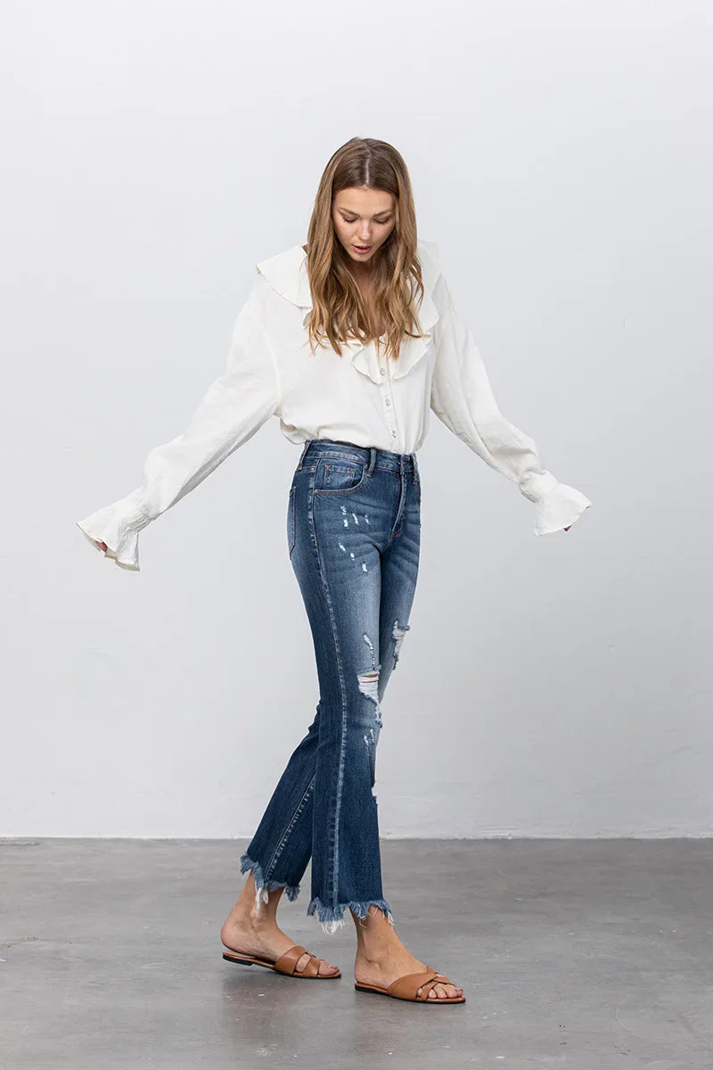 Sophia Crop Hem Flare Jeans