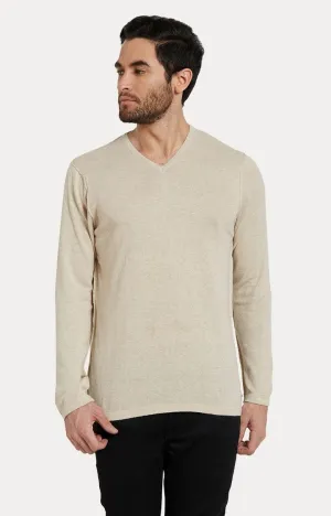 Spykar Beige Melange Slim Fit Men T-Shirts
