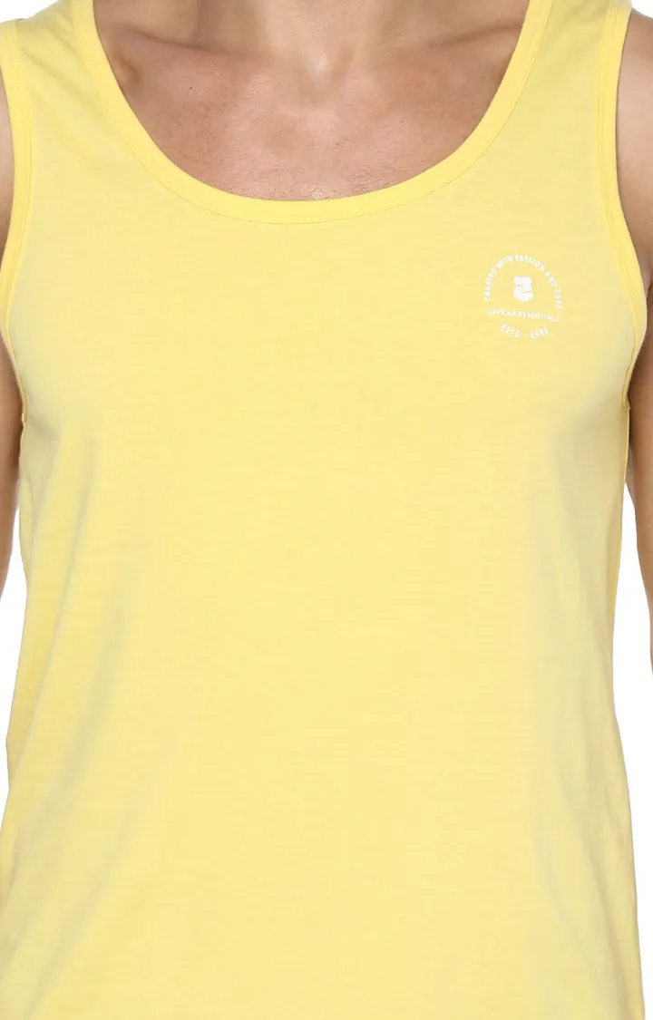 Spykar Yellow Solid Slim Fit Men T-Shirts