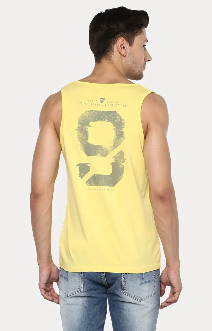 Spykar Yellow Solid Slim Fit Men T-Shirts