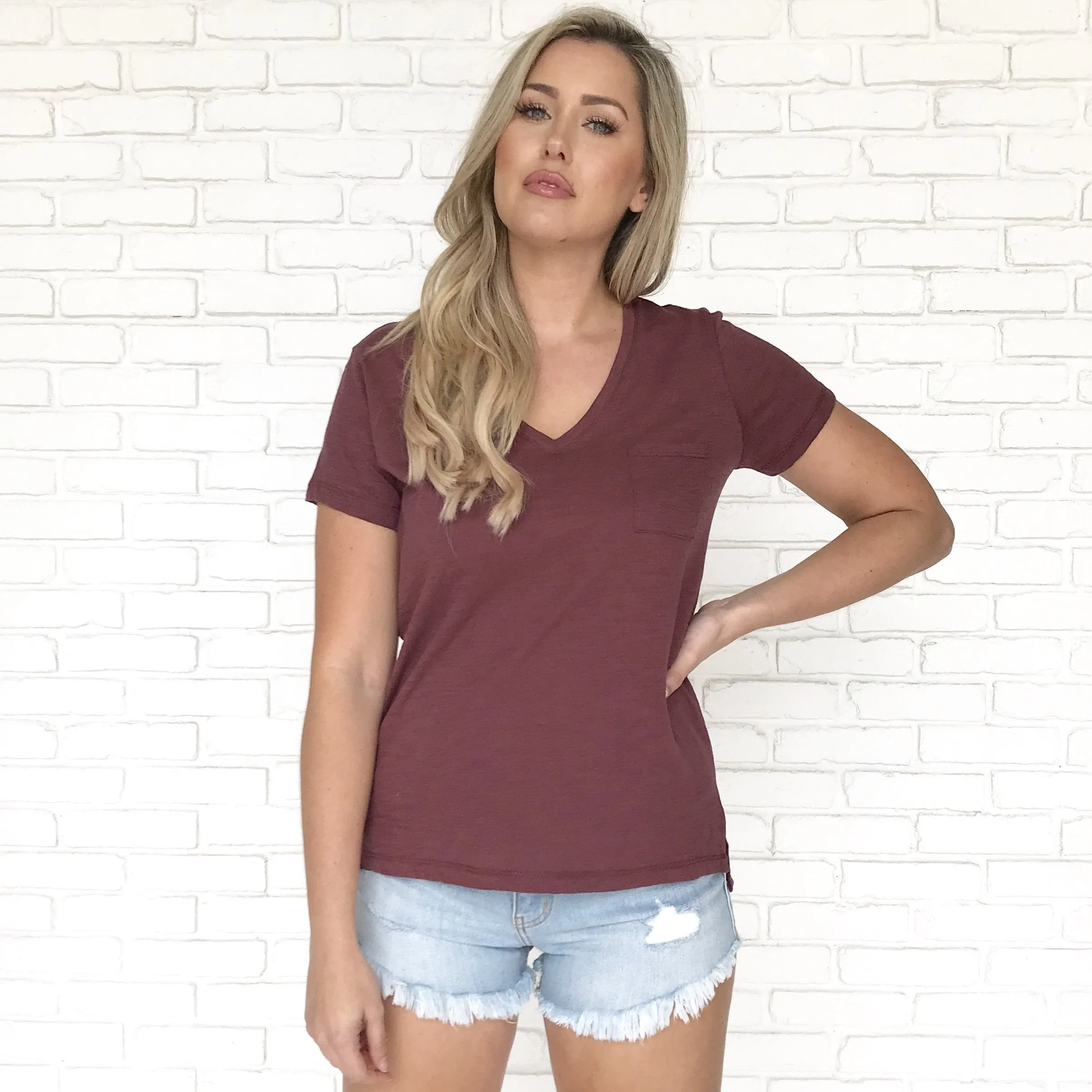 Vanessa Pocket Tee in Marsala