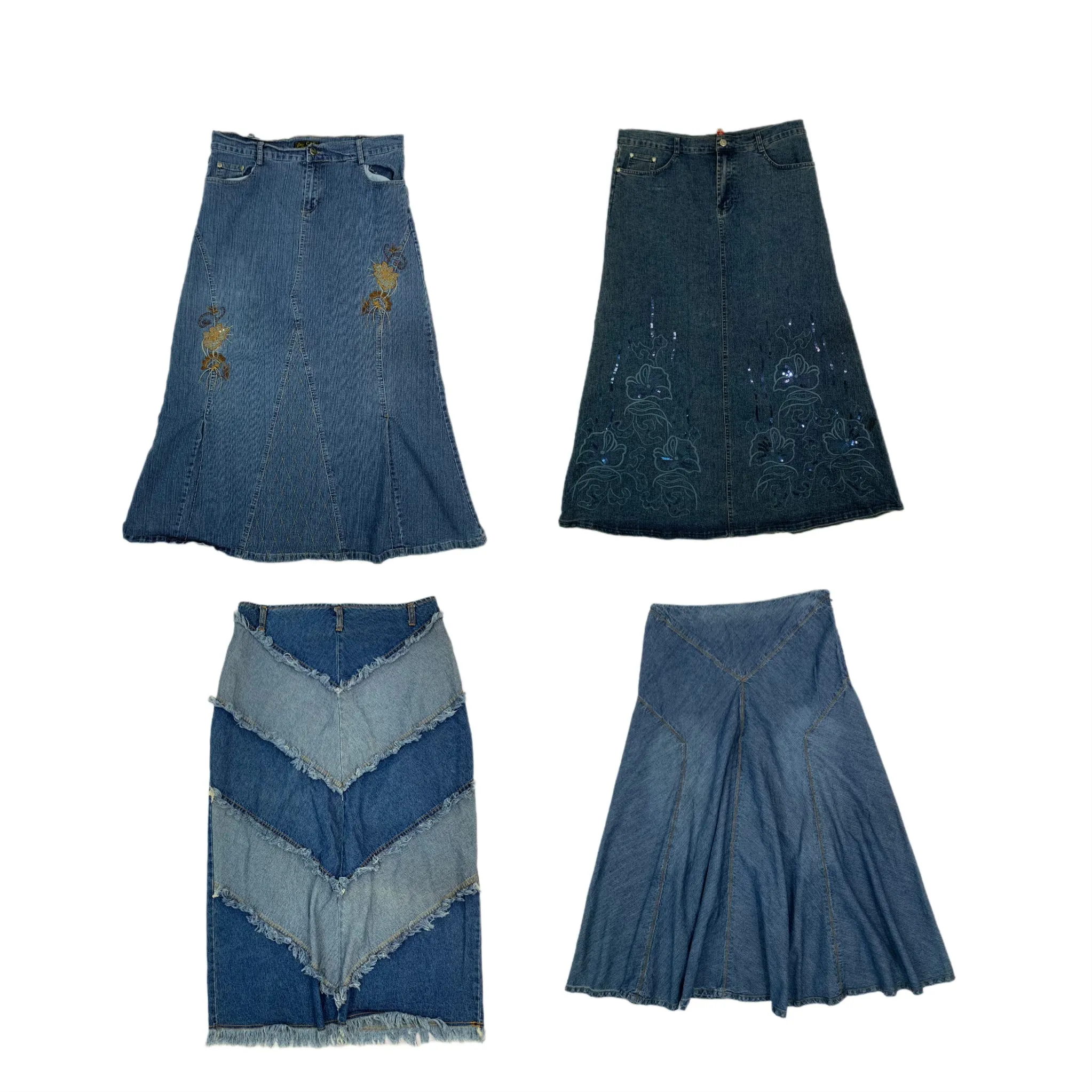 Y2k denim long skirts (NS-349)